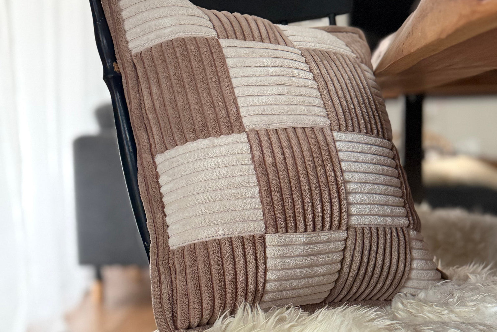 Check Cushion Mocca Vanilla