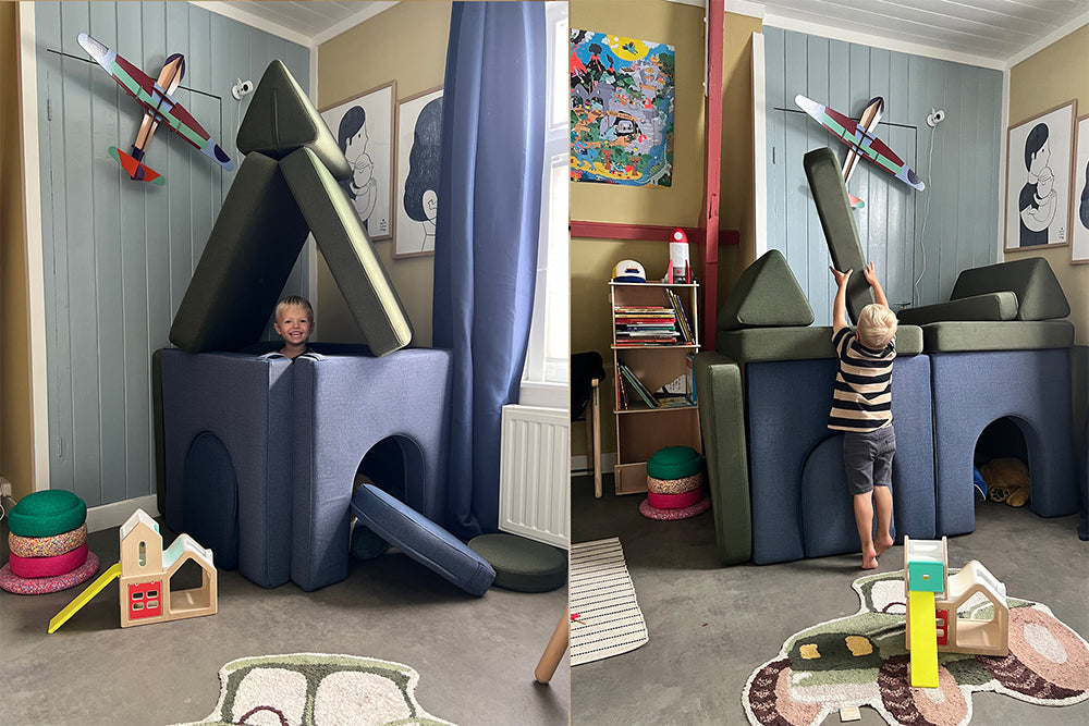 Wieże zbudowane z Arches w kolorach Navy Blue i Bottle Green