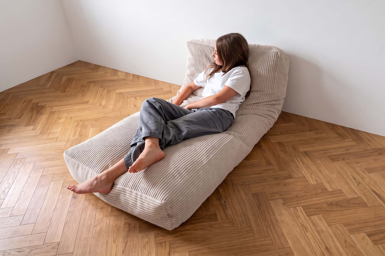 Futon Bean Bag Corduroy Vanilla