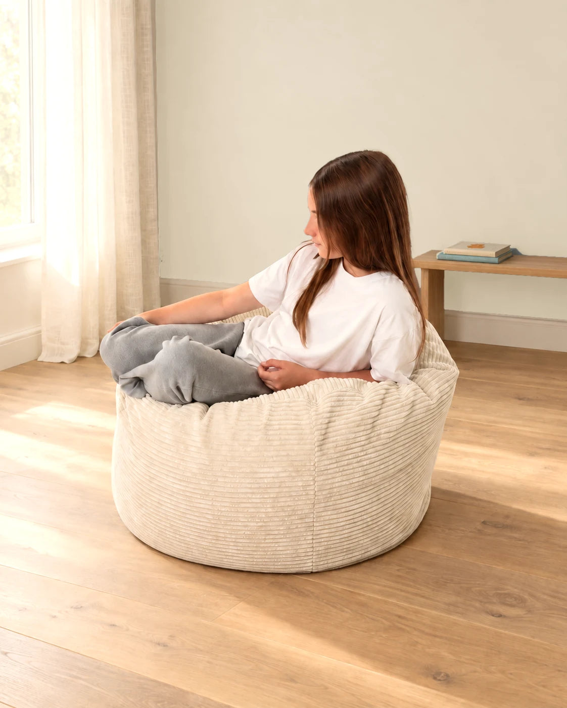 Futon Bean Bag jako pufa w pokoju dziecka