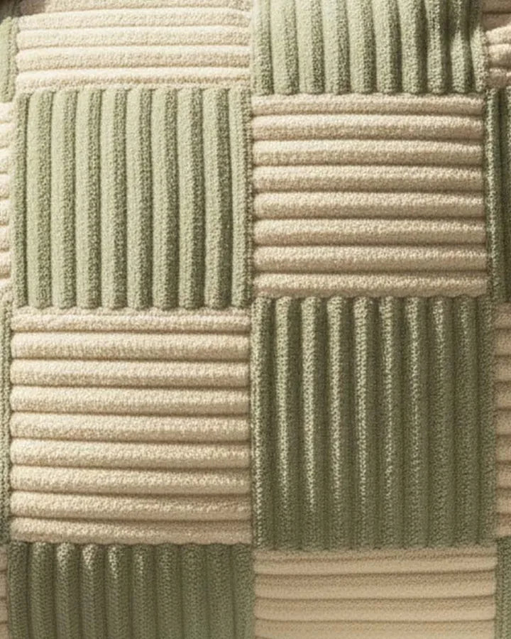 Zbliżenie patchworku Check Cushion Matcha Vanilla