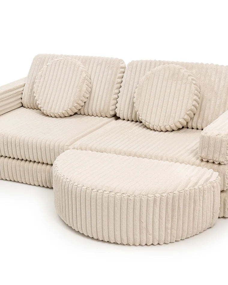Sofa do zabawy Waffle w kolorze Cream Beige przedłużona Rockerem