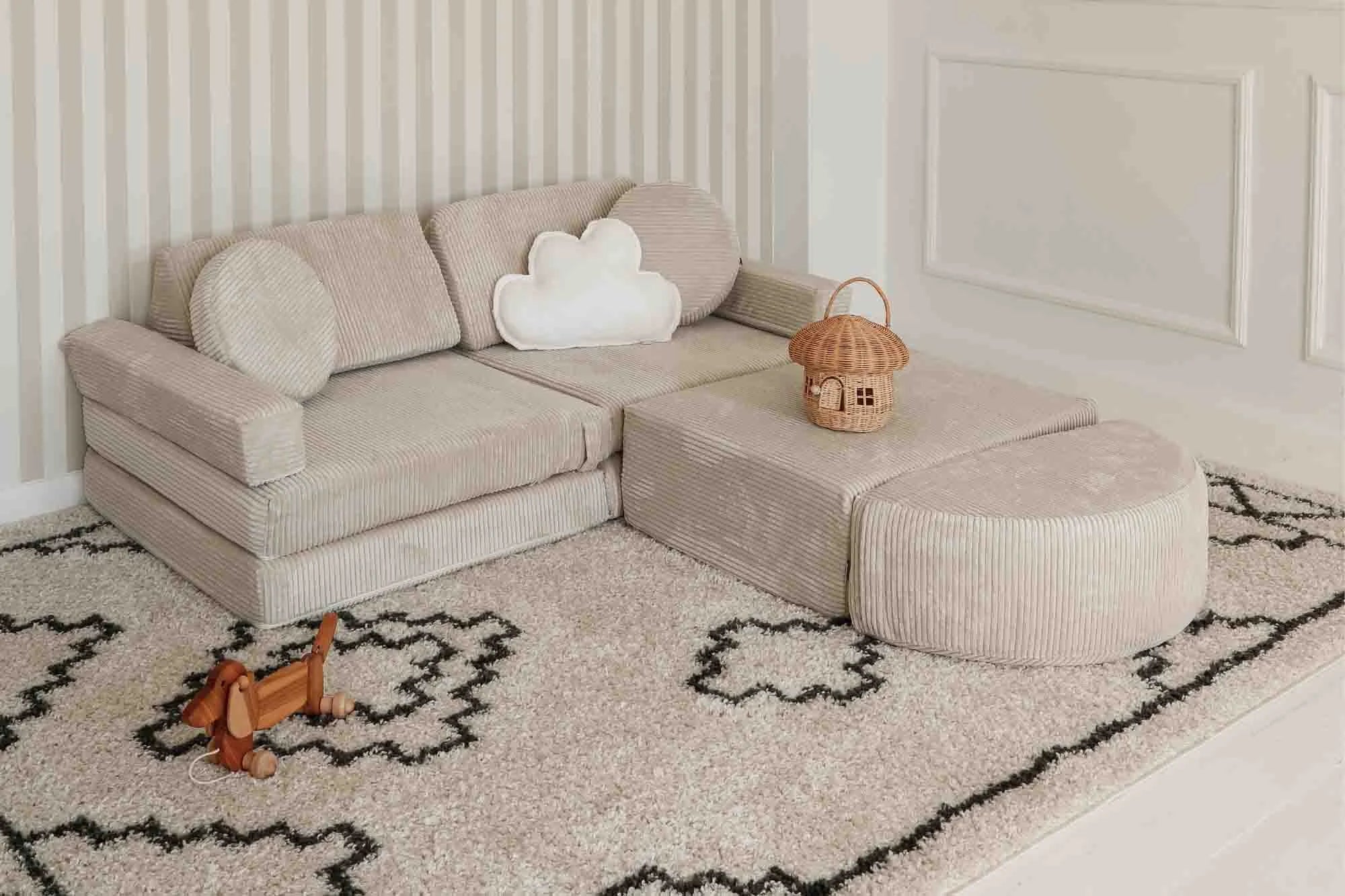 Trampoline Pure Corduroy w kolorze Vanilla przedłuża Play Sofa Pure Corduroy